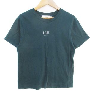 アズールバイマウジー(AZUL by moussy)のアズールバイマウジー Tシャツ カットソー 半袖 クルーネック ロゴ S 緑(Tシャツ(半袖/袖なし))