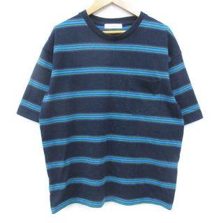 ユナイテッドアローズグリーンレーベルリラクシング(UNITED ARROWS green label relaxing)のグリーンレーベルリラクシング Tシャツ カットソー 半袖 ボーダー柄 S 紺 青(Tシャツ/カットソー(半袖/袖なし))