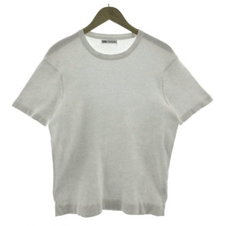 ザラ(ZARA)のザラ ZARA ニット Tシャツ 半袖 切替え コットン ホワイト 白 M(ニット/セーター)