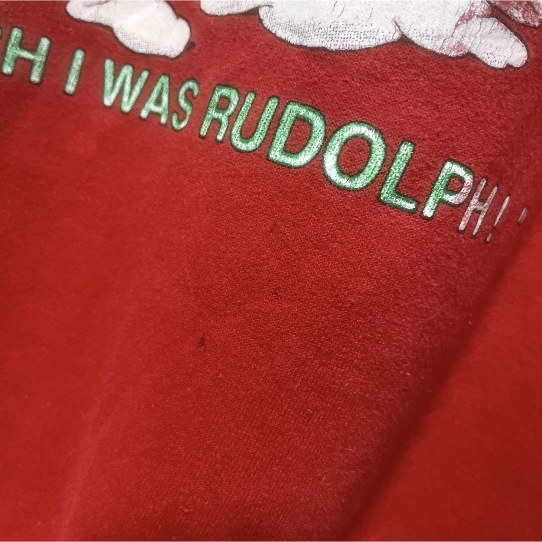 JERZEES(ジャージーズ)のJERZEES　スウェット　レッド　クリスマス　ルドルフ　赤鼻のトナカイ　90s メンズのトップス(スウェット)の商品写真