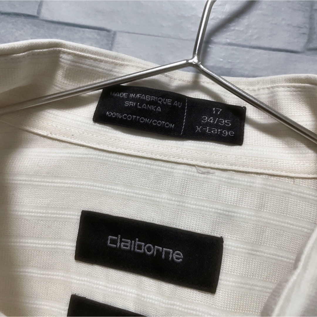 shirts(シャツ)のシャツ　長袖　XL　ストライプ　ライトベージュ　USA古着　CLAIBORNE メンズのトップス(シャツ)の商品写真