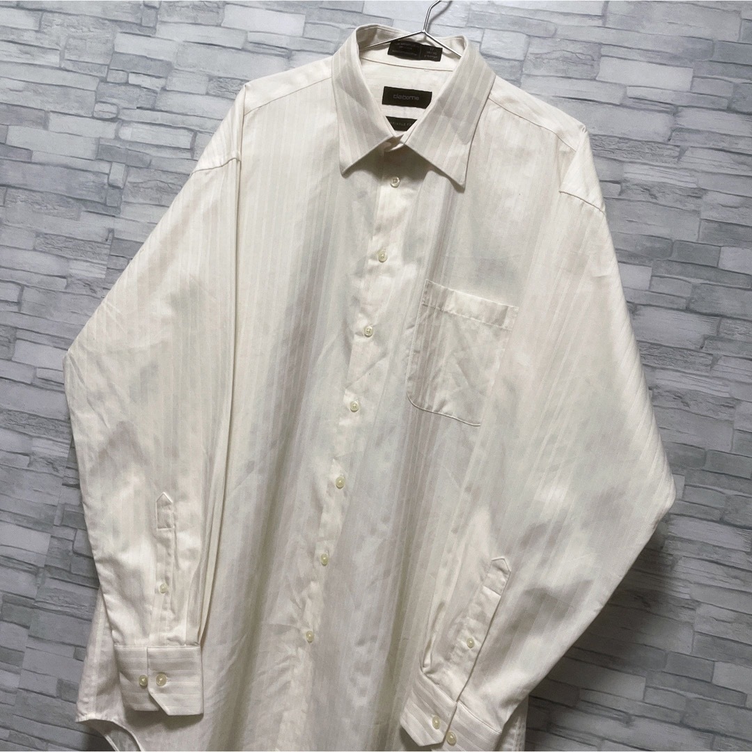 shirts(シャツ)のシャツ　長袖　XL　ストライプ　ライトベージュ　USA古着　CLAIBORNE メンズのトップス(シャツ)の商品写真