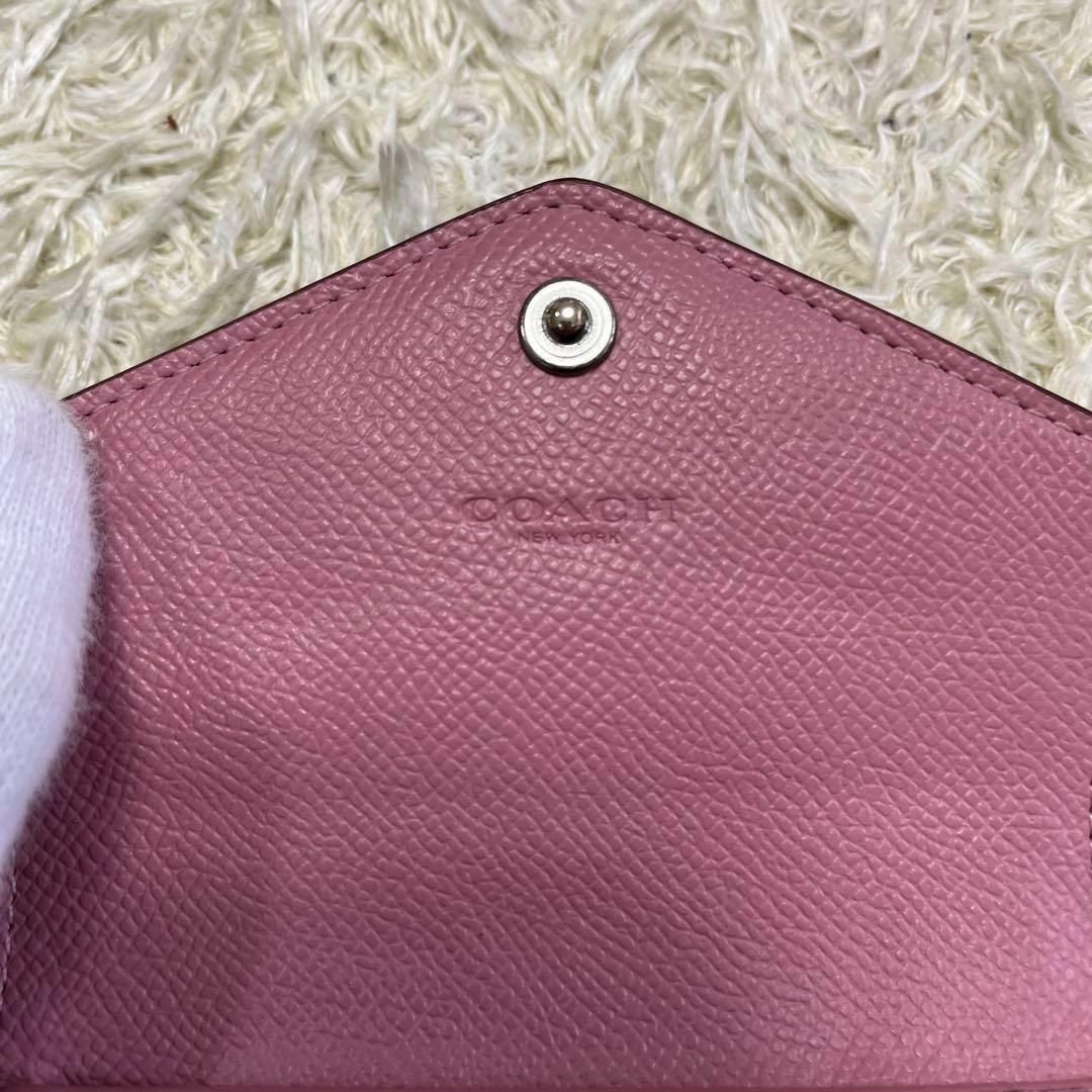 極美品✨【コーチ】折り財布 コンパクトウォレット ピンク レザー
