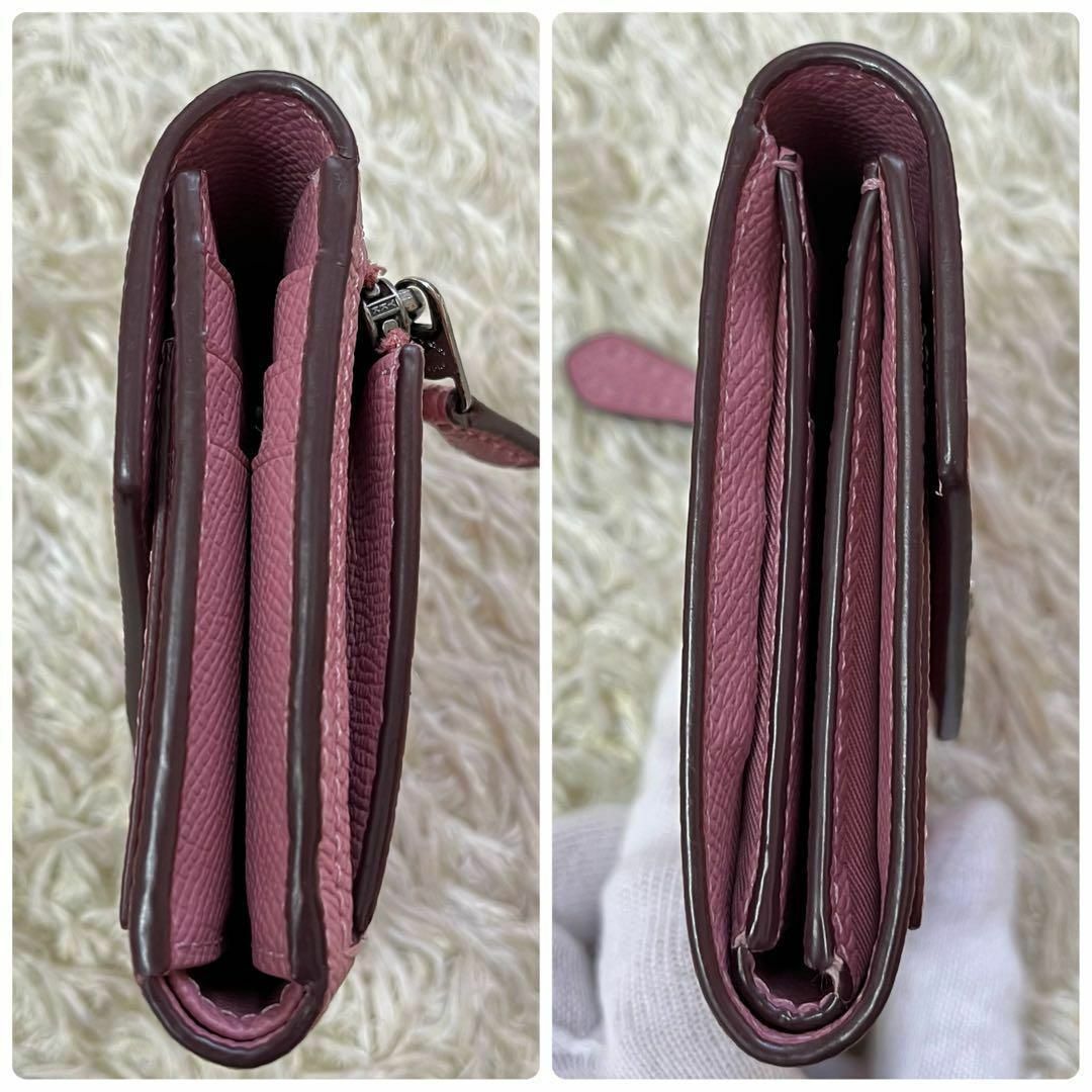 極美品✨【コーチ】折り財布 コンパクトウォレット ピンク レザー