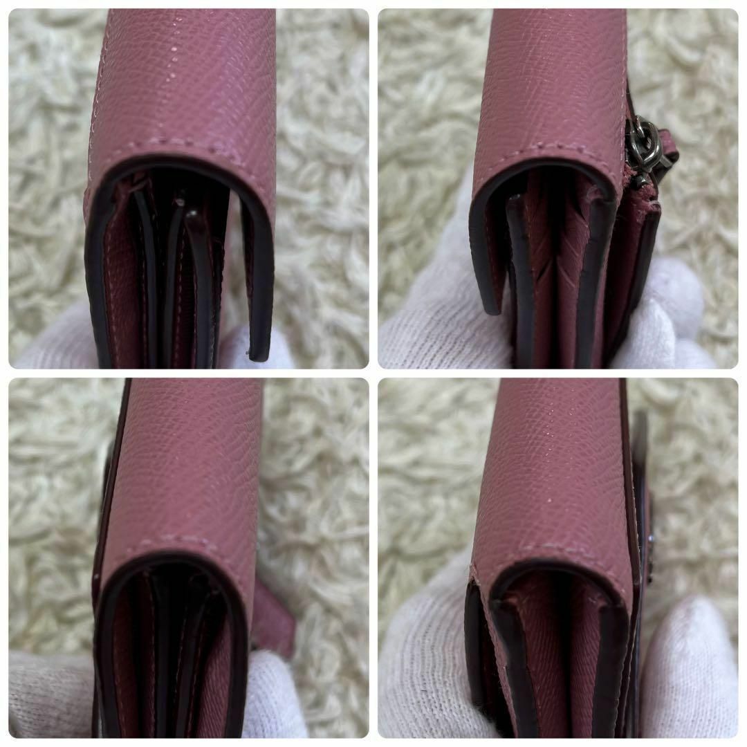 極美品✨【コーチ】折り財布 コンパクトウォレット ピンク レザー