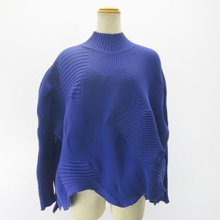 極美品◎正規品 me ISSEY MIYAKE ミー イッセイミヤケ MI41JH372 レディース ベルト付き ノースリーブ ワンピース ブルー系