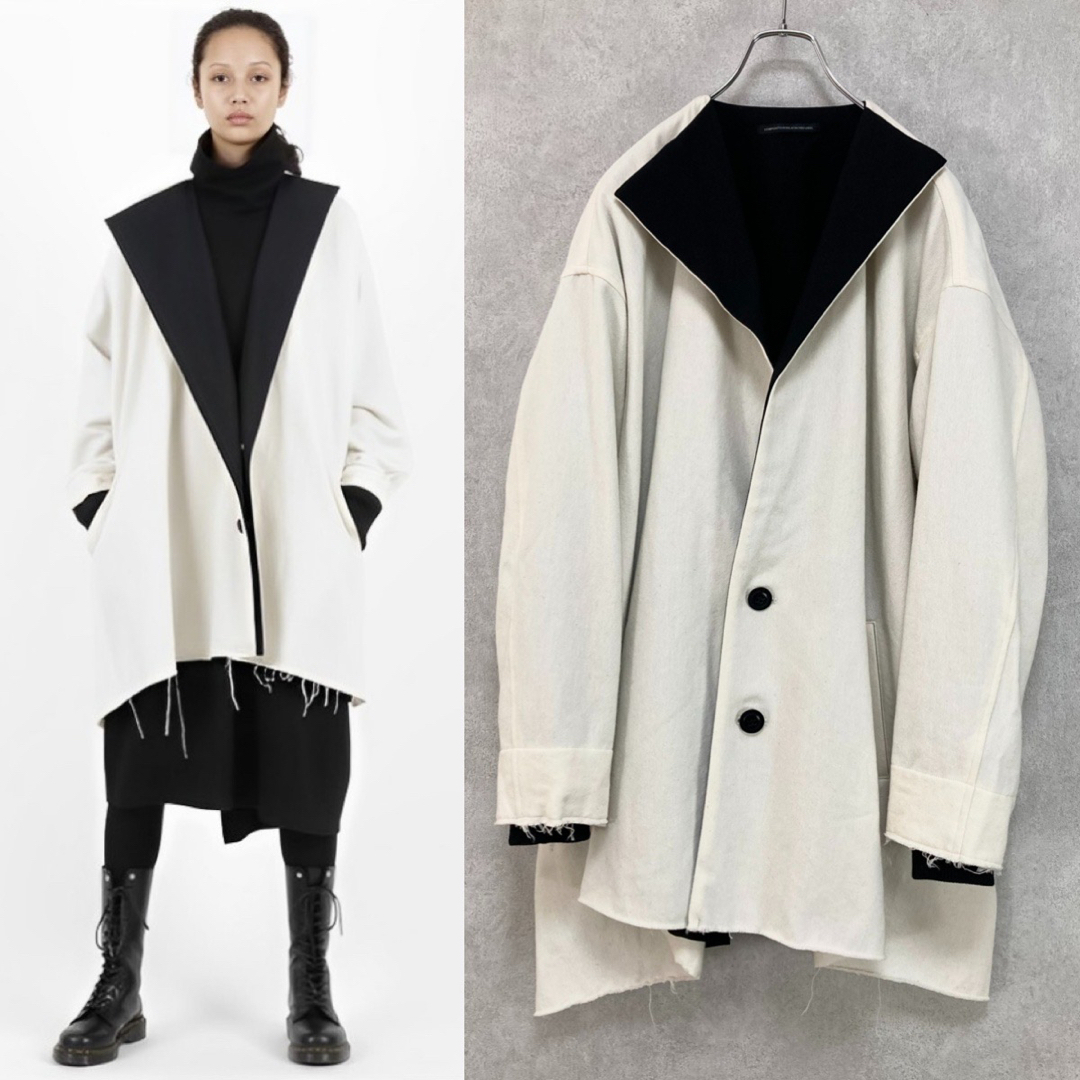 Y's COTTON WOOL NYLON NO COLLAR COAT 139sのY