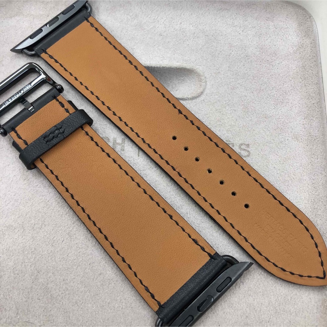 Apple Watch - アップルウォッチ 44mm.エルメス 黒レザーベルト