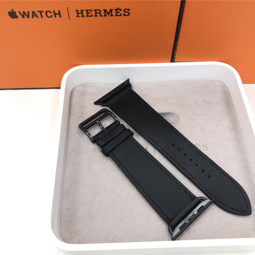 HERMES エルメス ヴォースウィフト レザーストラップ Apple Watch ウォッチバンド ブレス 44MM ブラック