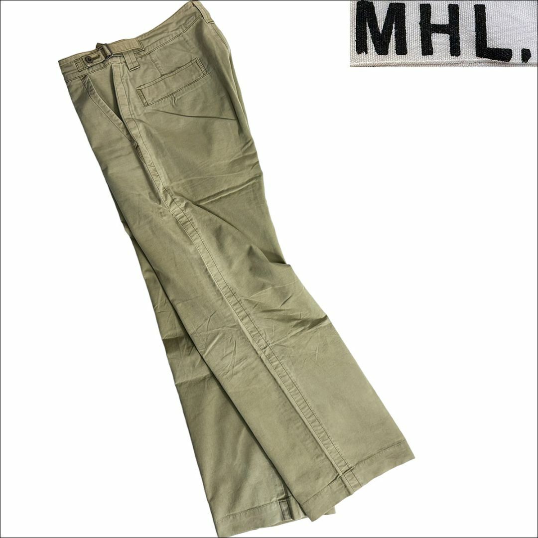 MHL. - J6265 美品 MHL サイドアジャスター ワイドパンツ カーキ 2の