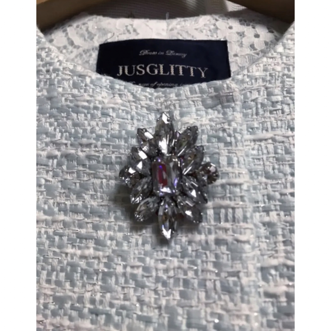 JUSGLITTY(ジャスグリッティー)の新品！JUSGLITTY★ノーカラーツイードコート コート レディースのジャケット/アウター(ロングコート)の商品写真