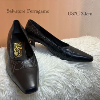 Salvatore Ferragamo - 極美品 フェラガモ 型押し ガンチーニ パンプス ...