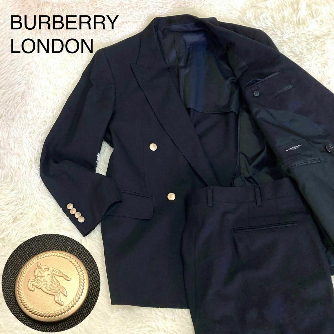 BURBERRY - 美品 バーバリーロンドン スーツ上下 ダブル 黒 ホースロゴ ...