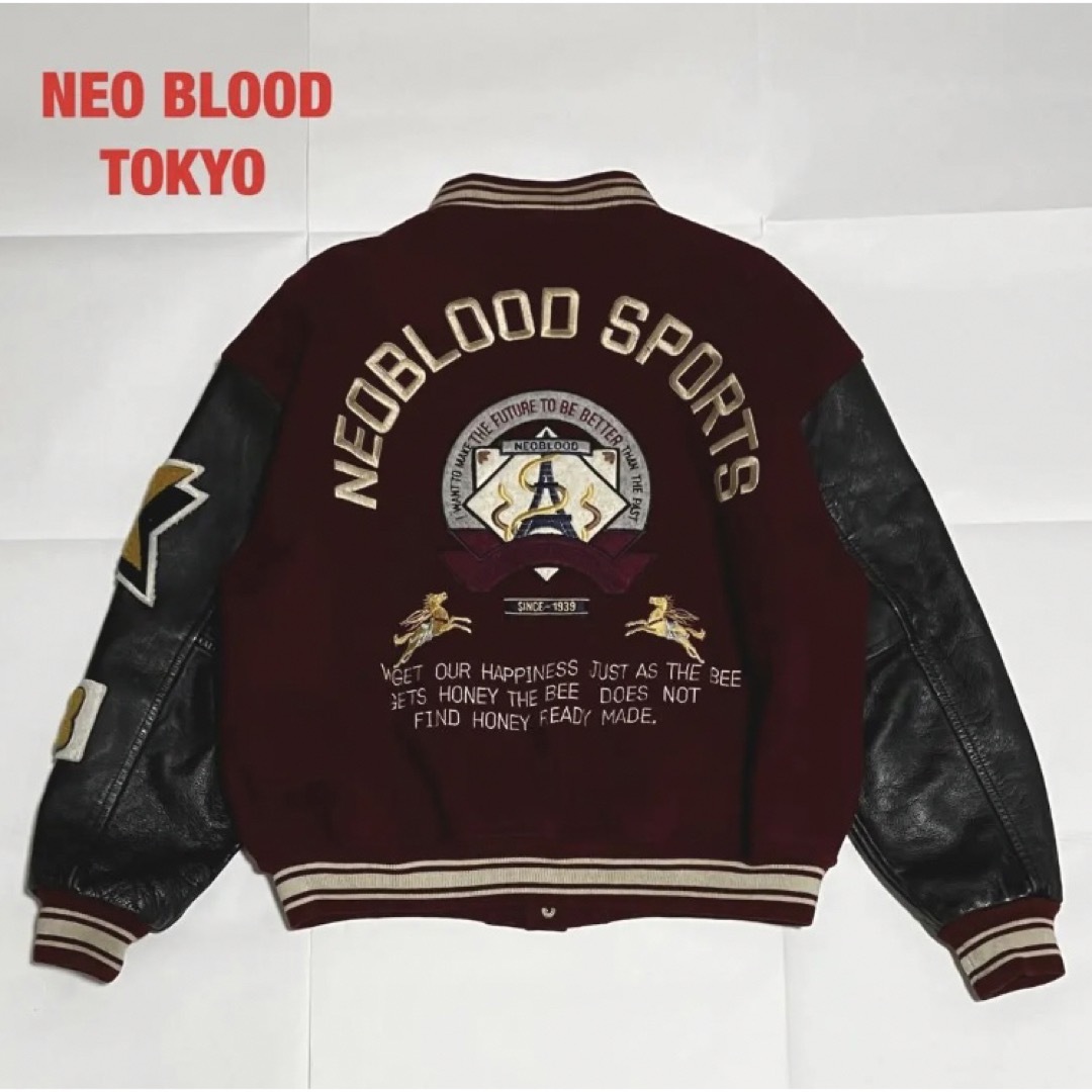 NEO BLOOD TOKYO スタジャン 袖デザイン 牛皮レザー キルティングの