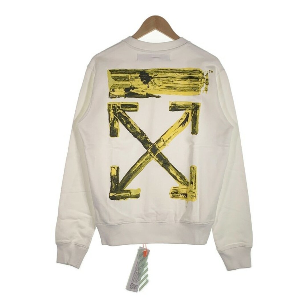 OFF-WHITE オフホワイト 19AW Acrylic Arrows Slim Crewneck アロー バックプリント ペイント  スウェットクルーネックトレーナー ホワイト Size M