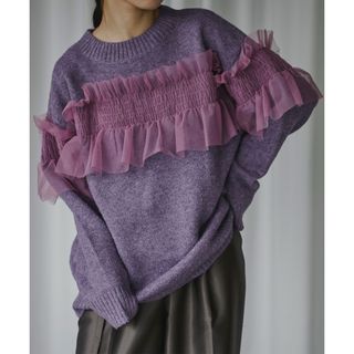 トゥデイフル(TODAYFUL)のezick  Around frill tulle ミックスニット　ニット(ニット/セーター)