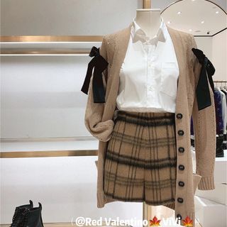 レッドヴァレンティノ(RED VALENTINO)のレッドヴァレンティノ　カーディガン ウールブレンド リボンディテール(カーディガン)