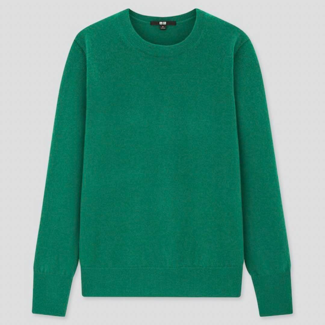 UNIQLO　カシミヤ　クルーネックセーター　XL　緑　グリーン