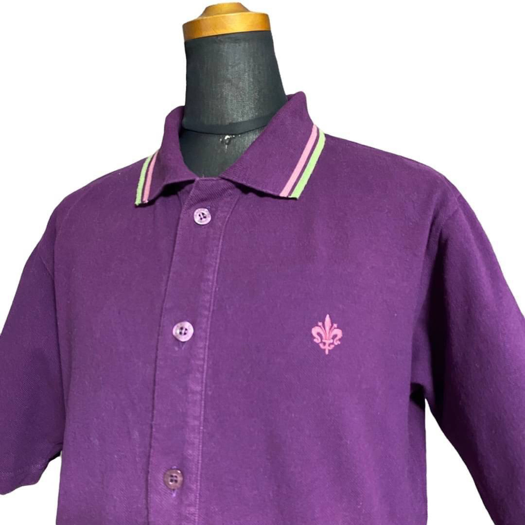 or Glory(オアグローリー)のオアグローリー フルオープン ポロシャツ メンズ サイズM 紫 ワンポイントロゴ メンズのトップス(ポロシャツ)の商品写真
