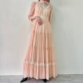 ガニーサックス(GUNNE SAX)の古着 70年代 ガンネサックス GUNNE SAX Jessica マキシ丈 ハイネック 長袖 フレア ワンピース レディースL ヴィンテージ /evb002219(その他)