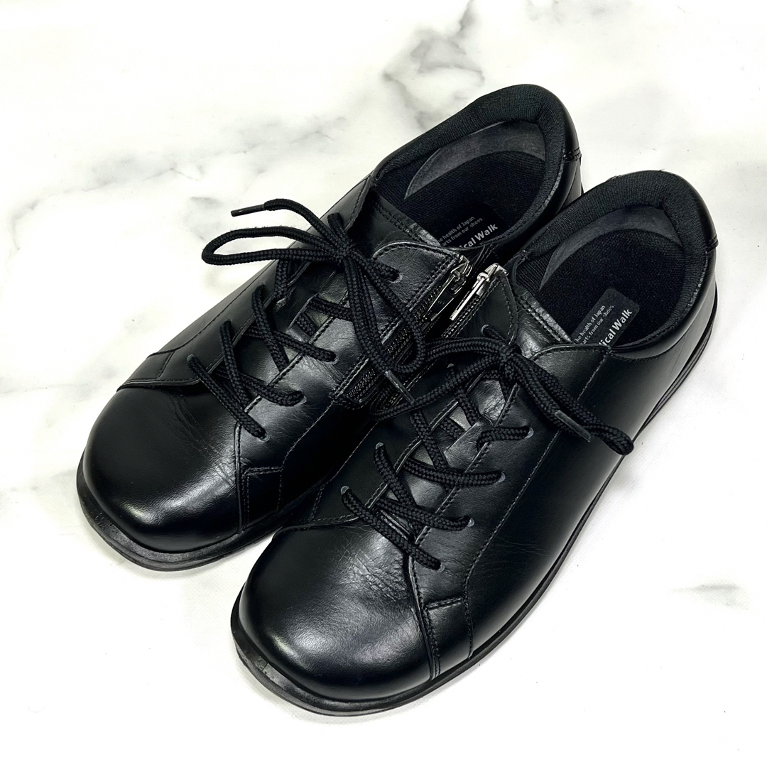 ASAHI Medical Walk（ASAHI SHOES）(アサヒメディカルウォーク)の【美品】ASAHI medical walk レザーシューズ 黒 24.0 4E レディースの靴/シューズ(スニーカー)の商品写真