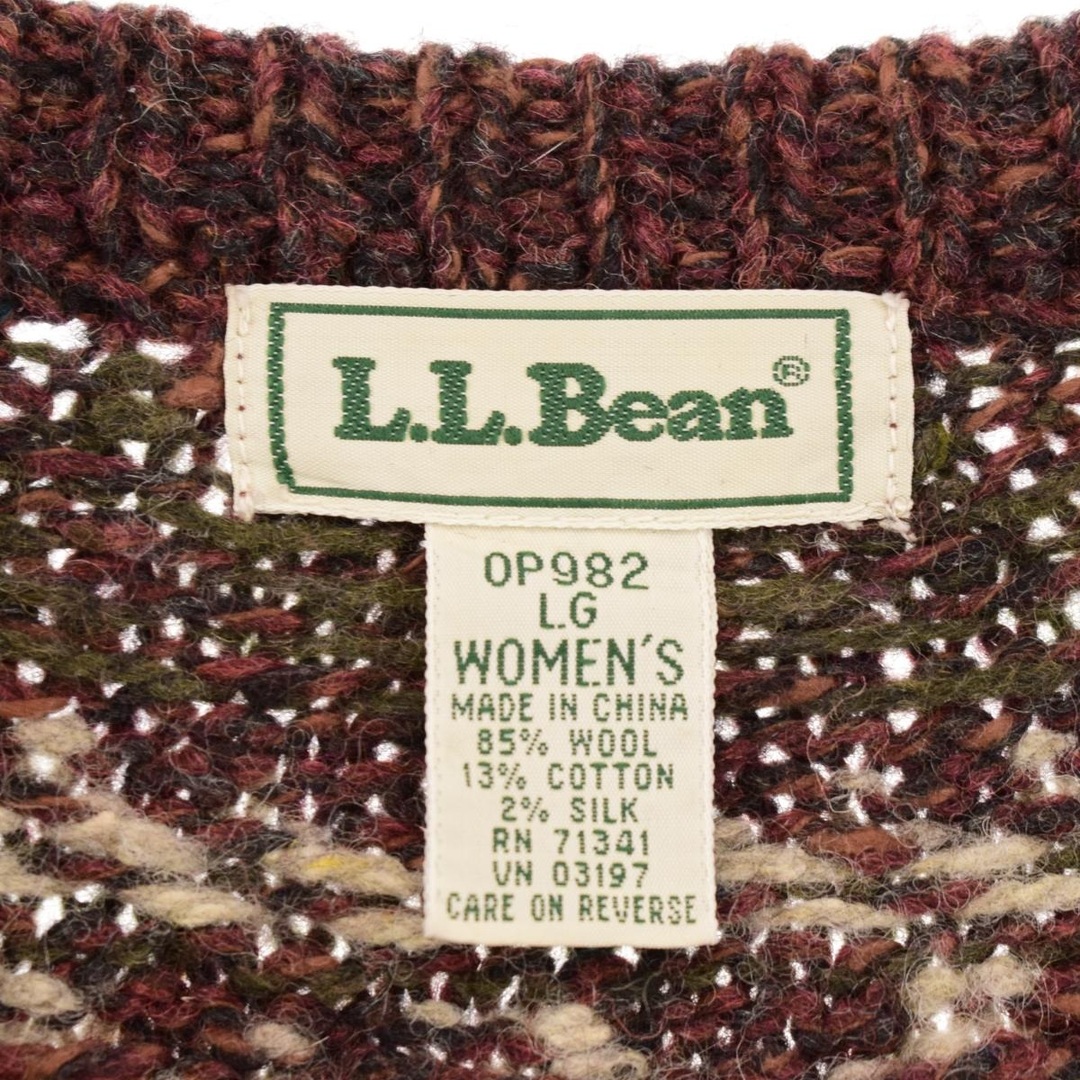 L.L.Bean(エルエルビーン)の古着 90年代 エルエルビーン L.L.Bean ケーブル編み ノルディックセーター レディースL ヴィンテージ /eaa353621 レディースのトップス(ニット/セーター)の商品写真