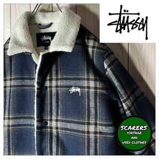 【希少デザイン】STUSSY  襟袖裏コーデュロイジャケット　裏地チェック柄