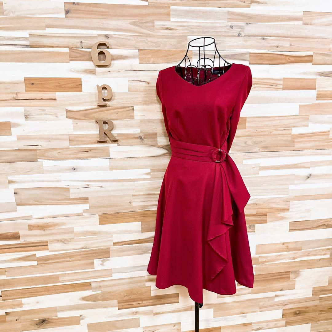 【ジャスグリッティー】ウール ブレンド ギャザー ドレス ワンピースXS相当 赤 | フリマアプリ ラクマ