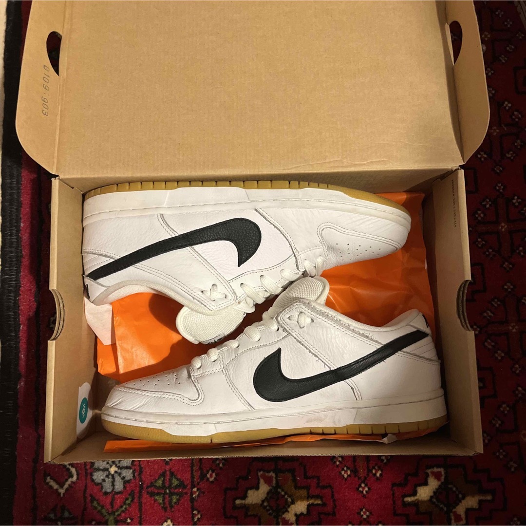 【極美品】Nike dunk low sb orange label 黒白ガム