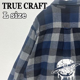 TRUE CRAFT ネルシャツ プリント BTR ブロックチェック 海外古着(シャツ)