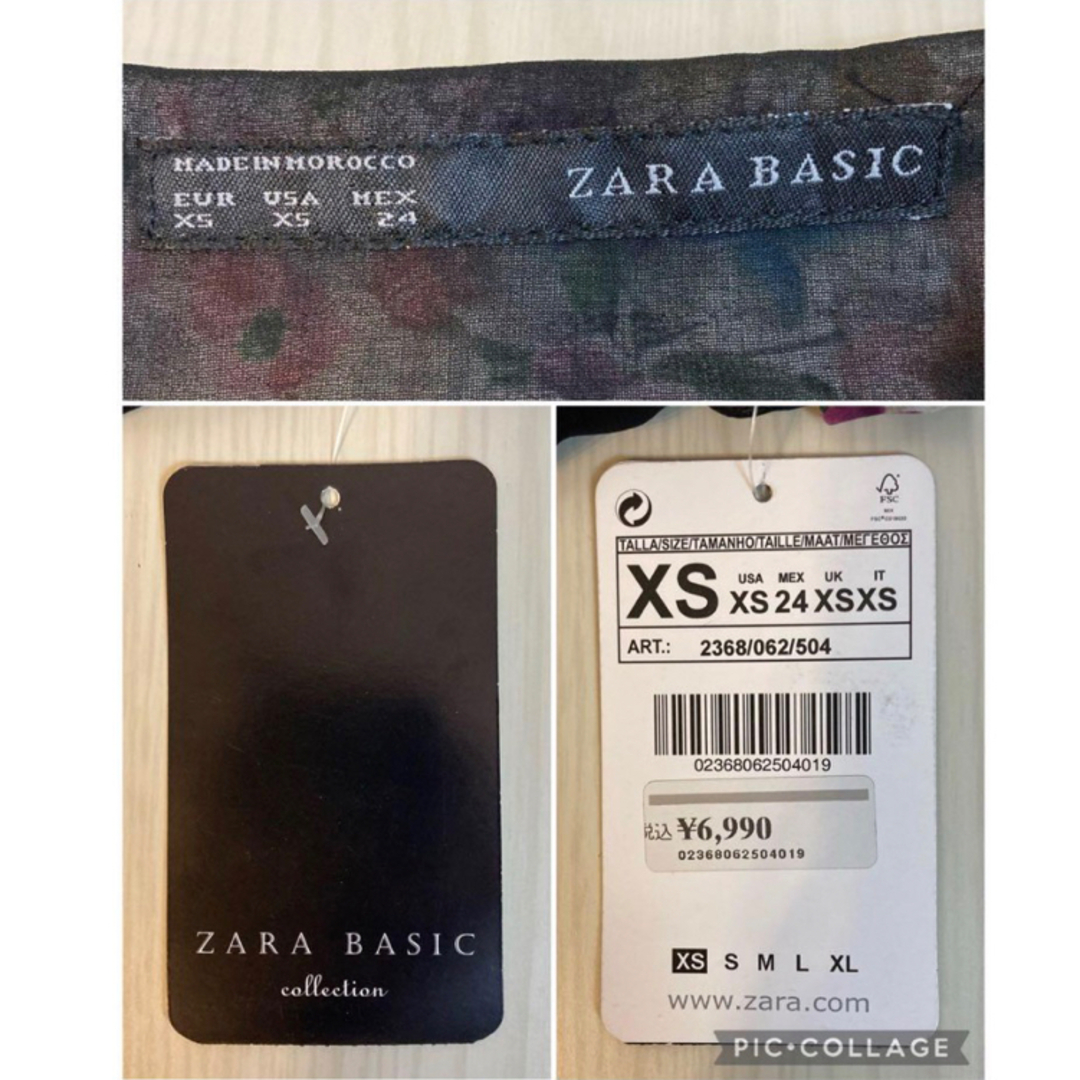 ZARA(ザラ)の美新品】ZARA BASIC 透け感花柄ワンピース チュニック 背中シースルー レディースのワンピース(ミニワンピース)の商品写真