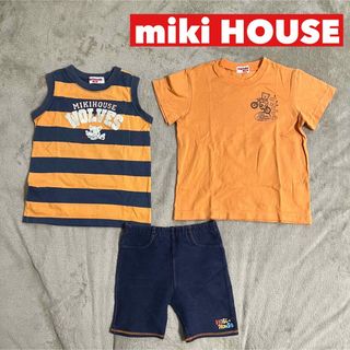 ミキハウス(mikihouse)のミキハウス　オレンジ衣服　3点セット　Tシャツ　タンクトップ　ショートパンツ(Tシャツ/カットソー)