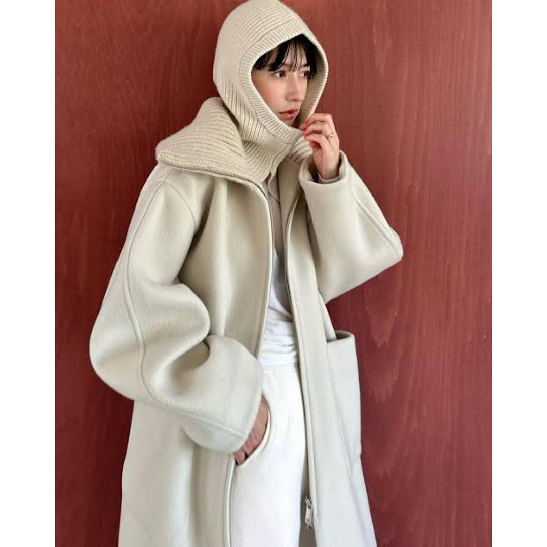 レディースclane クラネ　RIB COLLAR WOOL LONG COAT