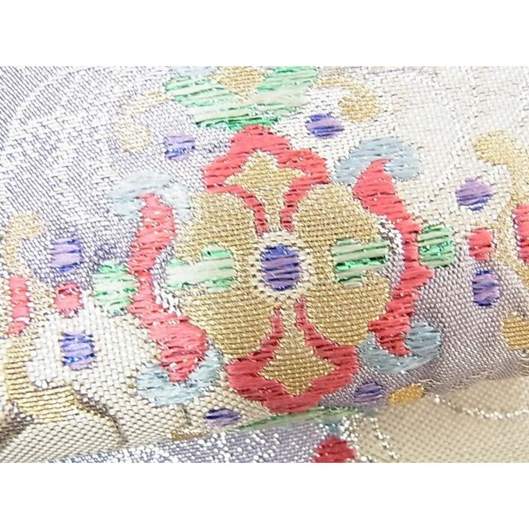 平和屋野田店■六通柄袋帯 唐織 花唐草文 九百錦プラチナ箔 逸品 n-sa2995