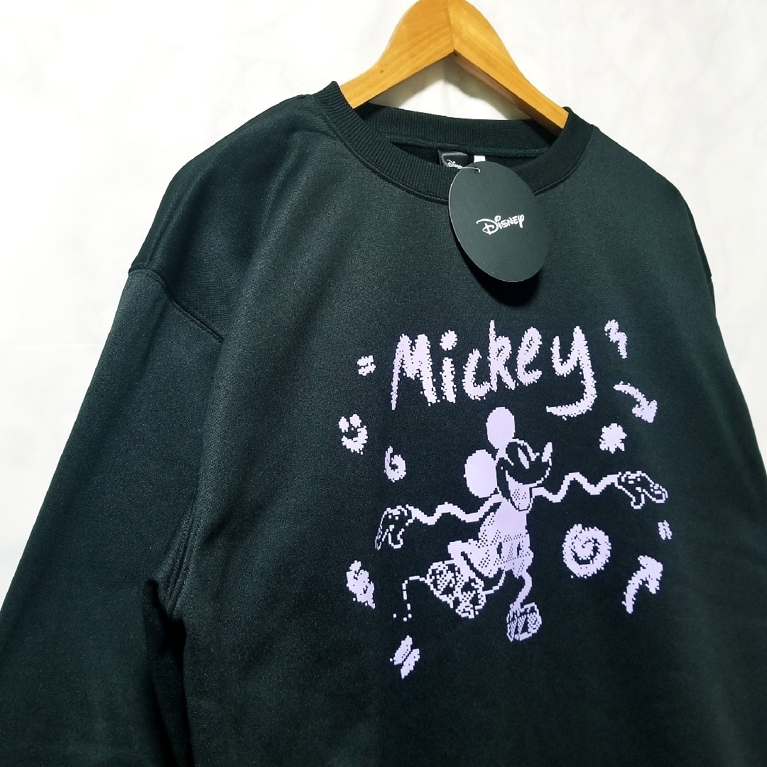 ミッキーマウス(ミッキーマウス)のディズニー　Mickey Mouse　新品　トレーナー　裏起毛　ドット柄　中黒 メンズのトップス(スウェット)の商品写真