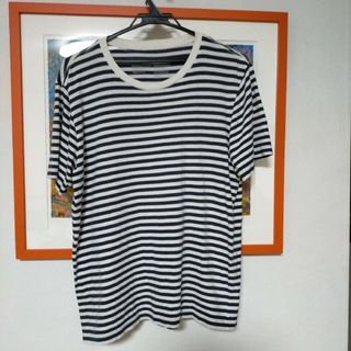 ムジルシリョウヒン(MUJI (無印良品))の無印良品　COTTON100％ボーダーTシャツ　L(Tシャツ(半袖/袖なし))