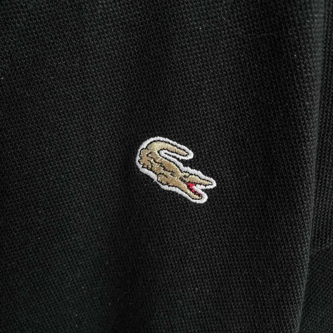 LACOSTE(ラコステ)の【限定品】ラコステ　レアワニ　金ワニ　ラメ混　鹿の子　半袖ポロシャツ　黒 メンズのトップス(ポロシャツ)の商品写真