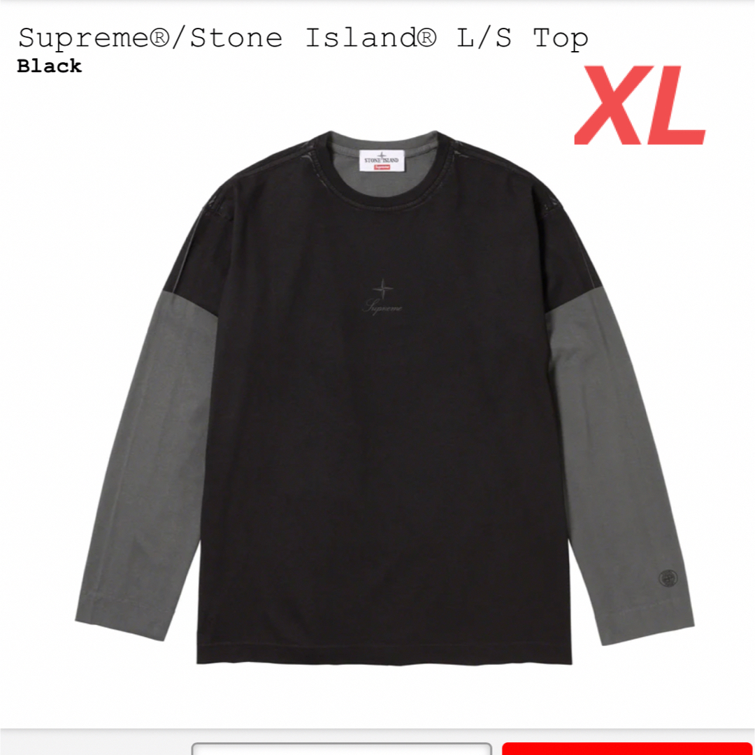 シュプリーム　ストーンアイランド　トップス　Tシャツ　Tee ブラック　XL