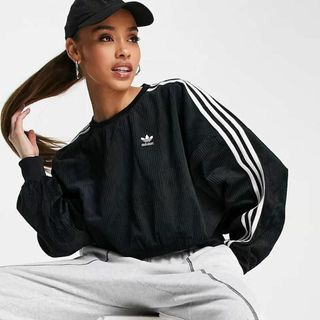 海外限定 adidas originals コーデュロイ スウェット ブラック