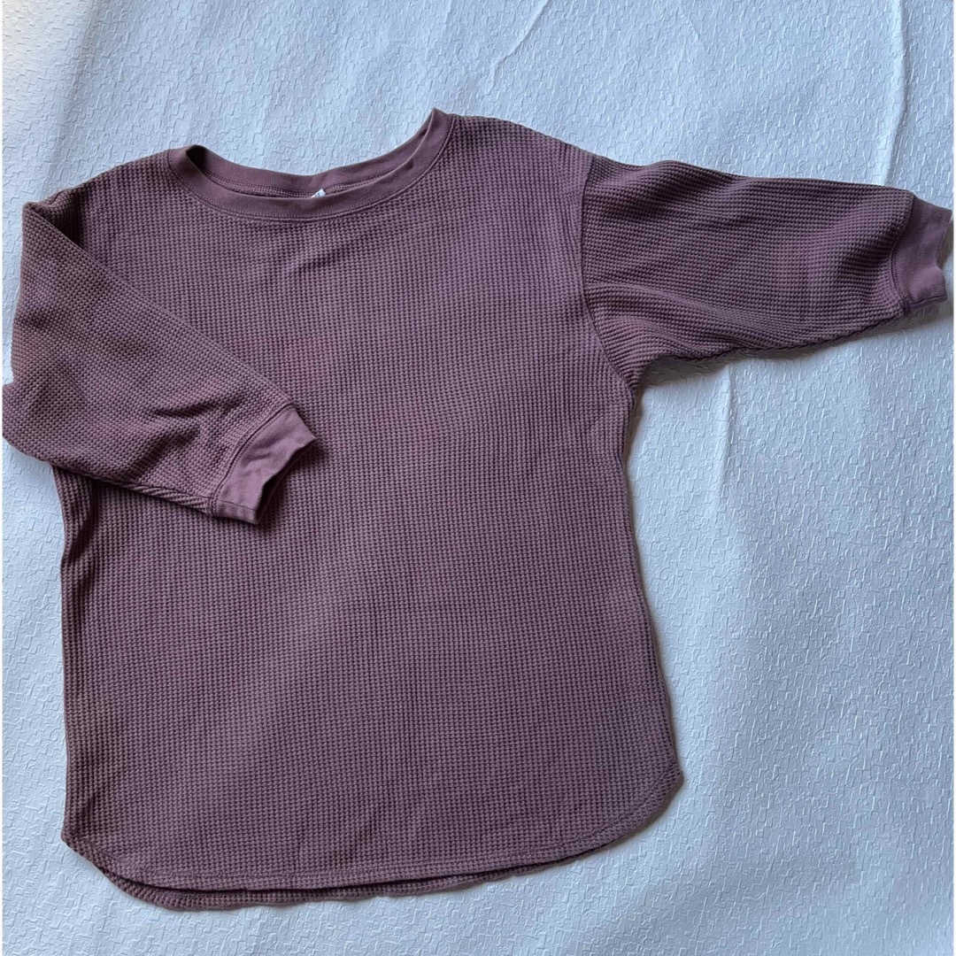 UNIQLO(ユニクロ)のユニクロ　五分袖ワッフルカットソー　ピンク レディースのトップス(Tシャツ(半袖/袖なし))の商品写真