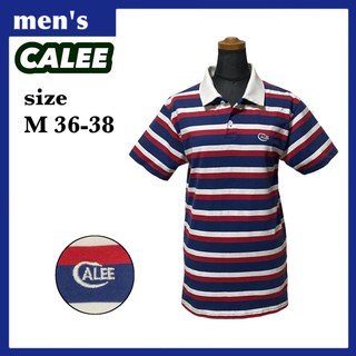 キャリー(CALEE)のキャリー ポロシャツ メンズ サイズM 36-38 ボーダー柄 ワンポイントロゴ(ポロシャツ)