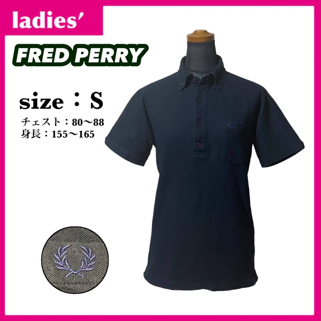 FRED PERRY(フレッドペリー)のフレッドペリー 半袖 ハーフボタン シャツ レディース サイズS ブラック レディースのトップス(ポロシャツ)の商品写真