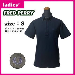 フレッドペリー(FRED PERRY)のフレッドペリー 半袖 ハーフボタン シャツ レディース サイズS ブラック(ポロシャツ)