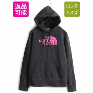 ザノースフェイス(THE NORTH FACE)のノースフェイス プリント スウェット フードパーカー S 黒 裏起毛 トレーナー(パーカー)