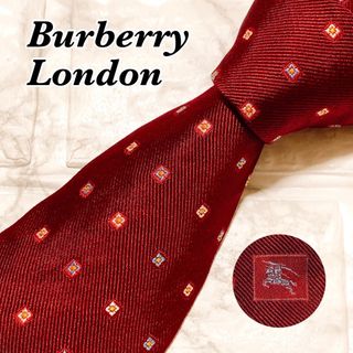 バーバリー(BURBERRY)のBurberry London ネクタイ　ホースロゴ　格子柄　レッド(ネクタイ)