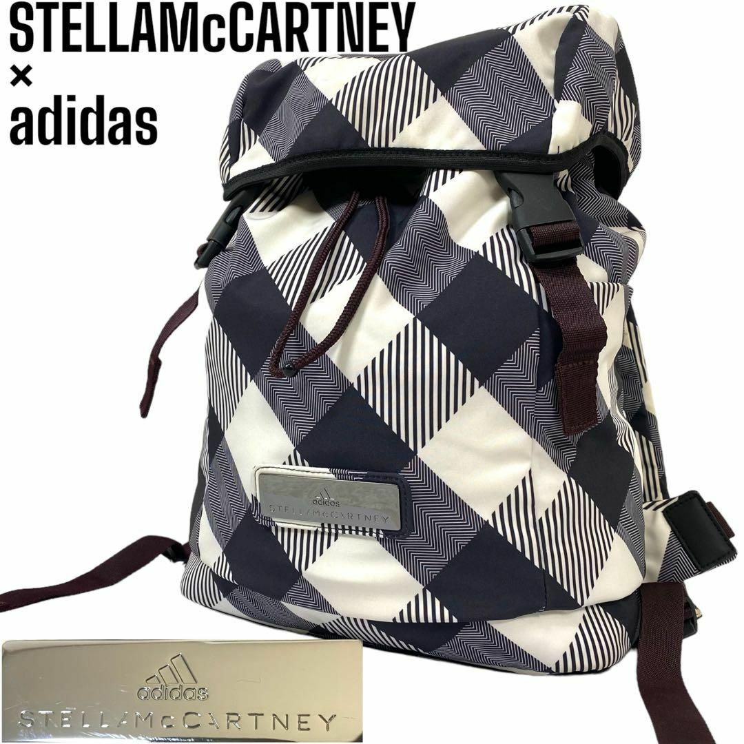 adidas by Stella McCartney(アディダスバイステラマッカートニー)のアディダス× ステラマッカートニー　コラボ　 バックパック　リュック　チェック レディースのバッグ(リュック/バックパック)の商品写真