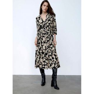 新品 ♡ ZARA プリント柄 ロングワンピース  ペイズリー シャツワンピ