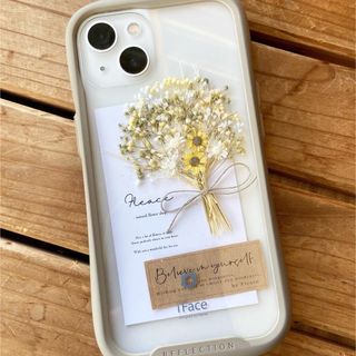 向日葵グリーン❁︎ スマホ かすみ草 ケース iface インナーシート　カード(スマホケース)