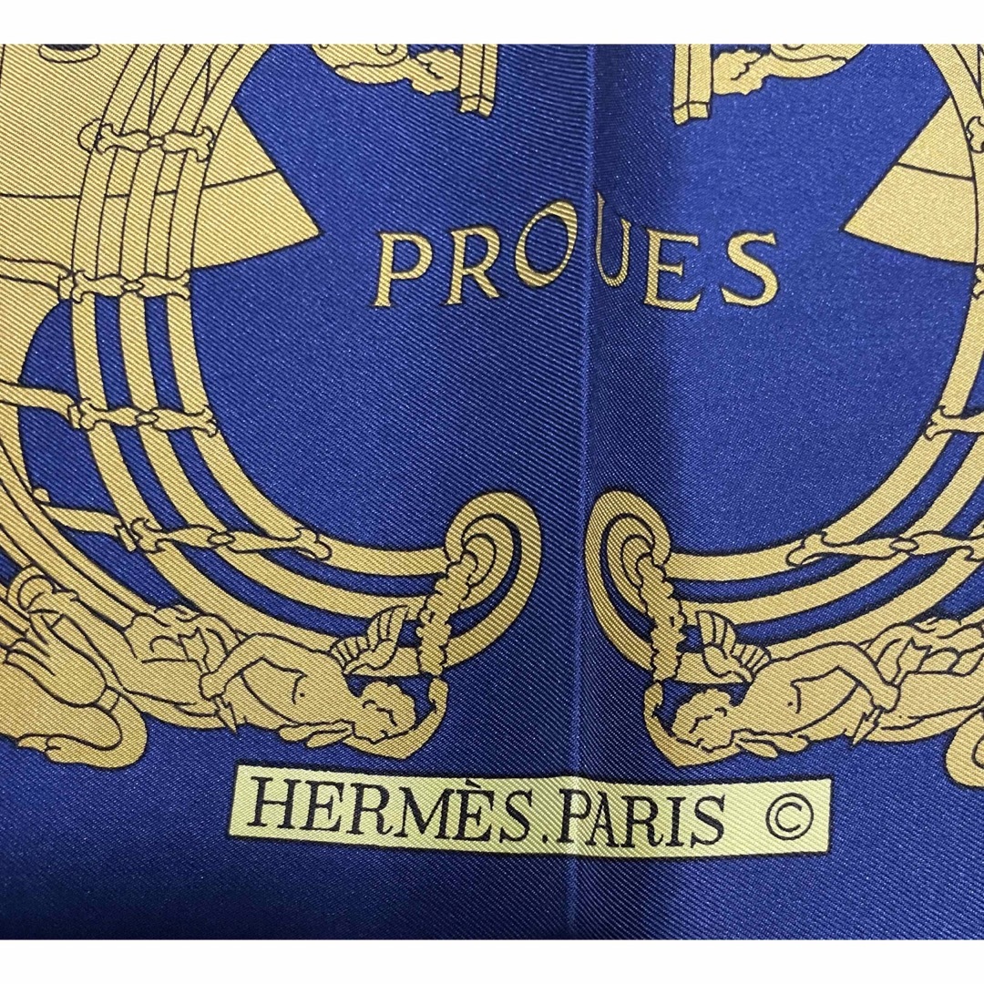 HERMES - 未使用 保管品 美品 船柄 エルメススカーフ カレ90 HERMES - 未使用 保管品 美品 船柄 エルメススカーフ カレ90