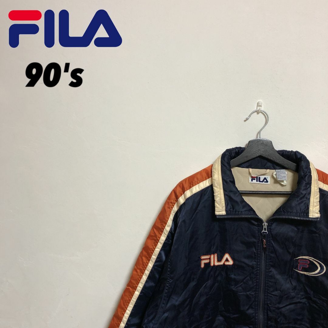 FILA ナイロンジャケット トリコカラー マウンテンパーカー 刺繍でかロゴ L